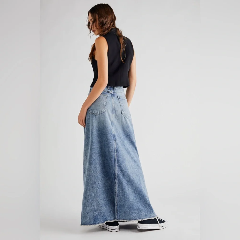 Free People We The Free Come As You Are Denim Maxi Skirt